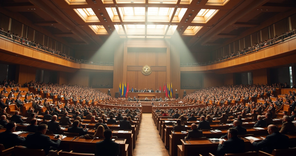 Interior da Assembleia Nacional da Venezuela em sessão 