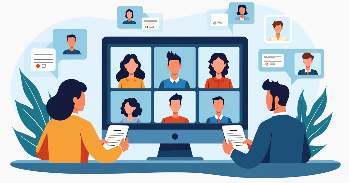 Assembleia virtual de categoria profissional votando em eleição online 