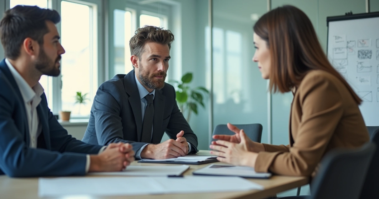 Colleague giving direct feedback in office to teammate, respectful communication 
