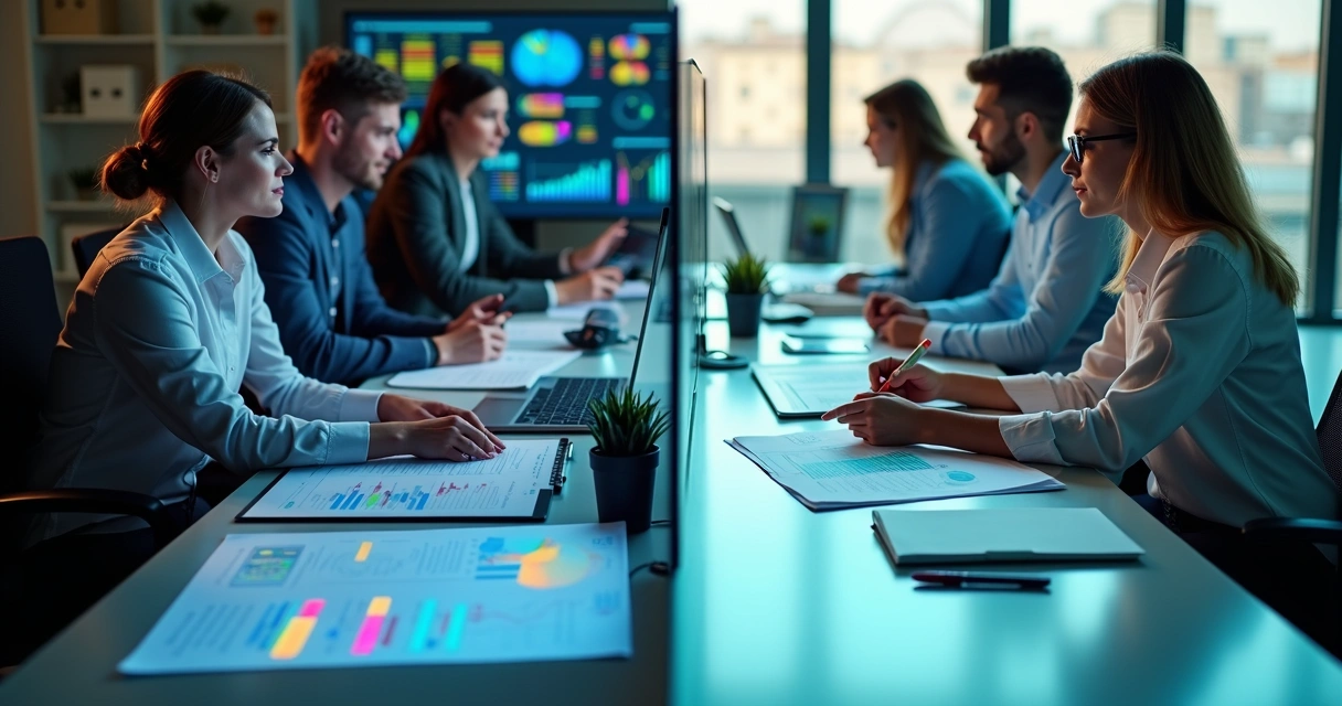 Duas equipes analisando gráficos e habilidades em formatos digital e tradicional 