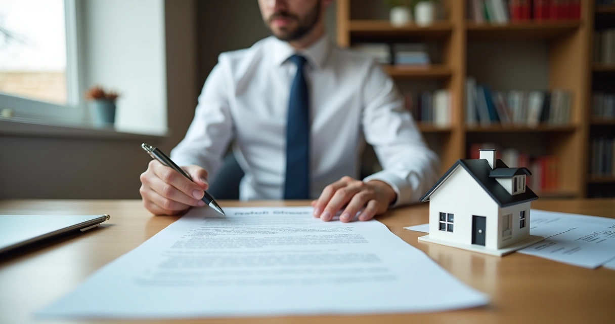 Consultor analisando contrato de venda de imóvel 