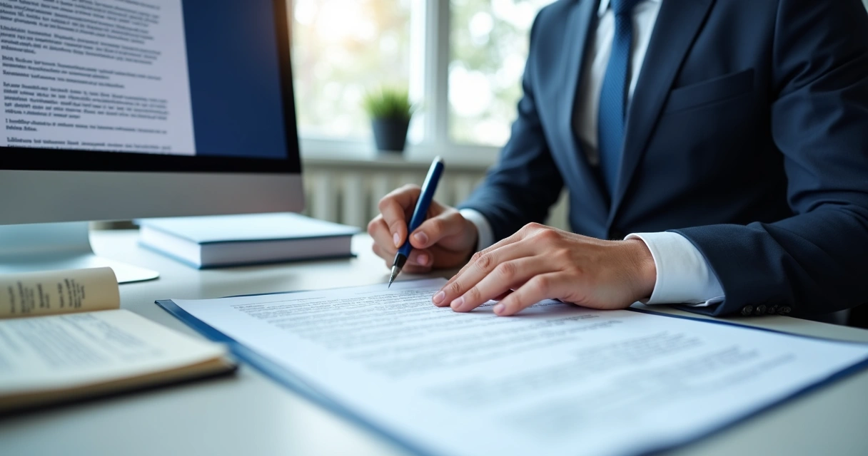 Advogado revisando contrato de M&A com foco em cláusula de não competição. 