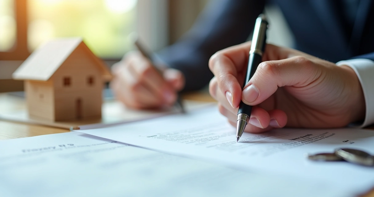 Pessoa assinando contrato de compra de imóvel 