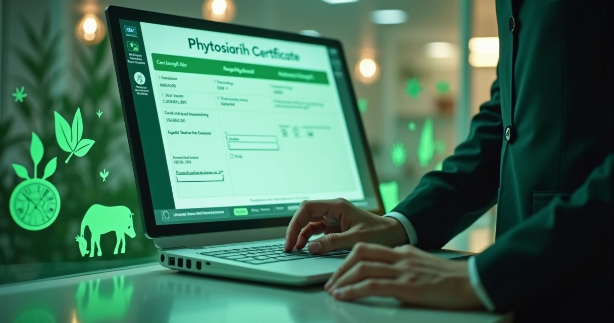 Assinatura digital de certificado fitossanitário em tela de computador 