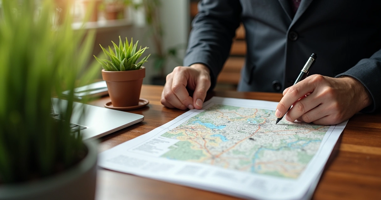 Pessoa assinando documento de retificação de área em cartório 