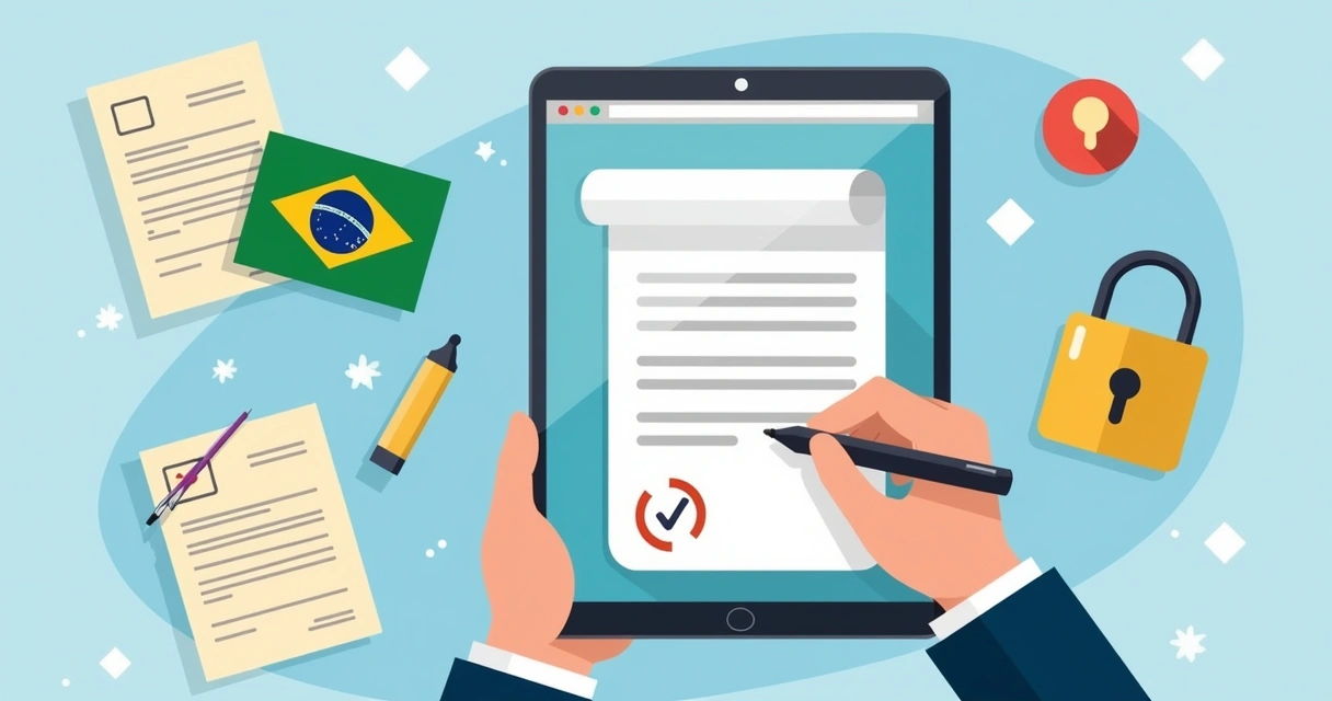 Pessoa assinando um contrato digital de seguro em tablet 