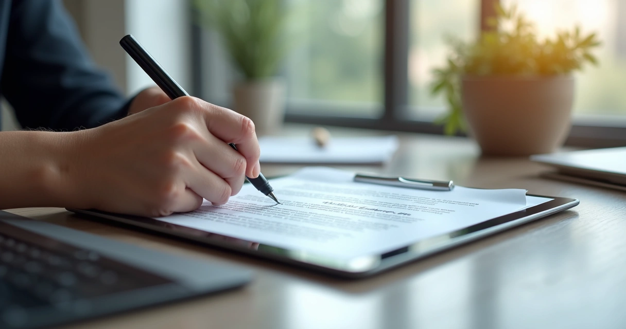 Pessoa assinando contrato digital em tablet 