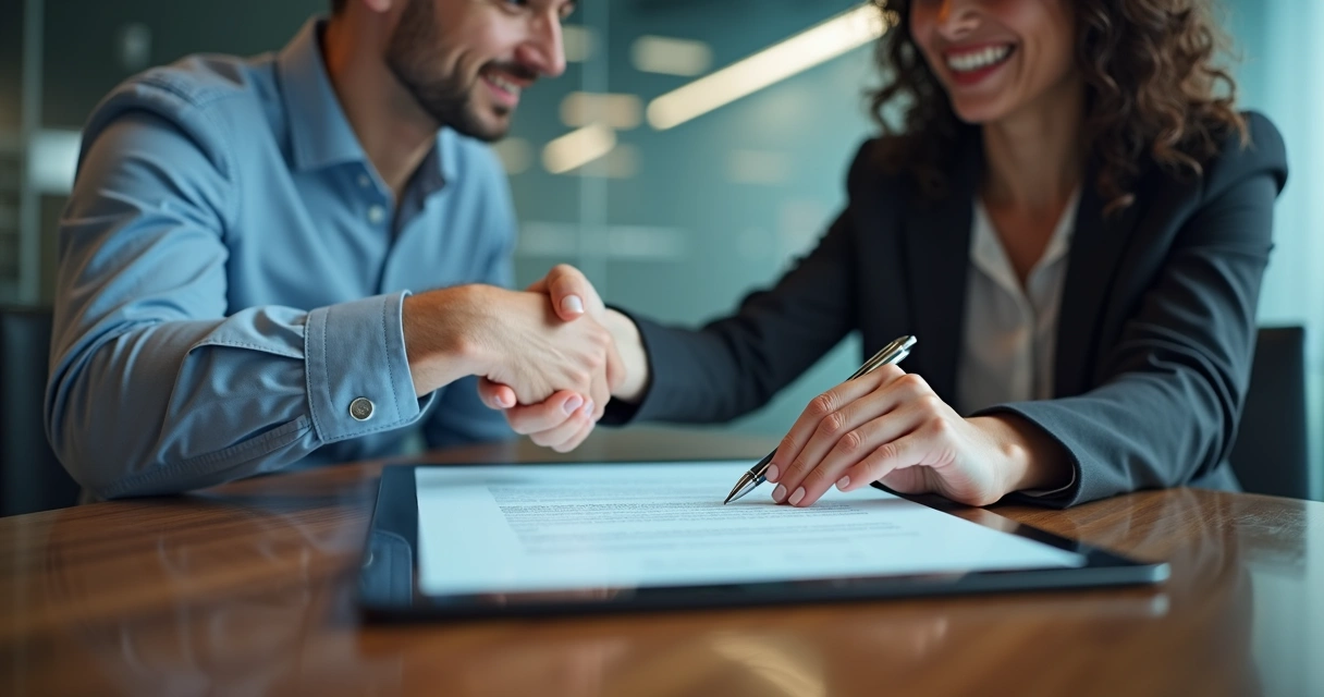 Assinatura digital de contrato com cliente em agência