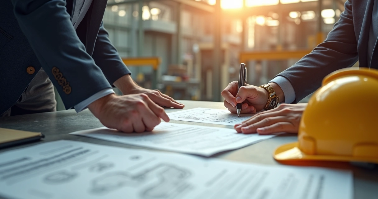 Assinatura de contrato de trabalho em ambiente industrial 