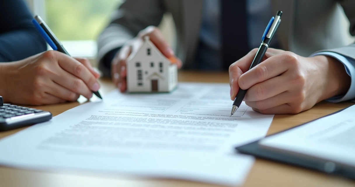 Assinatura de contrato imobiliário com caneta 
