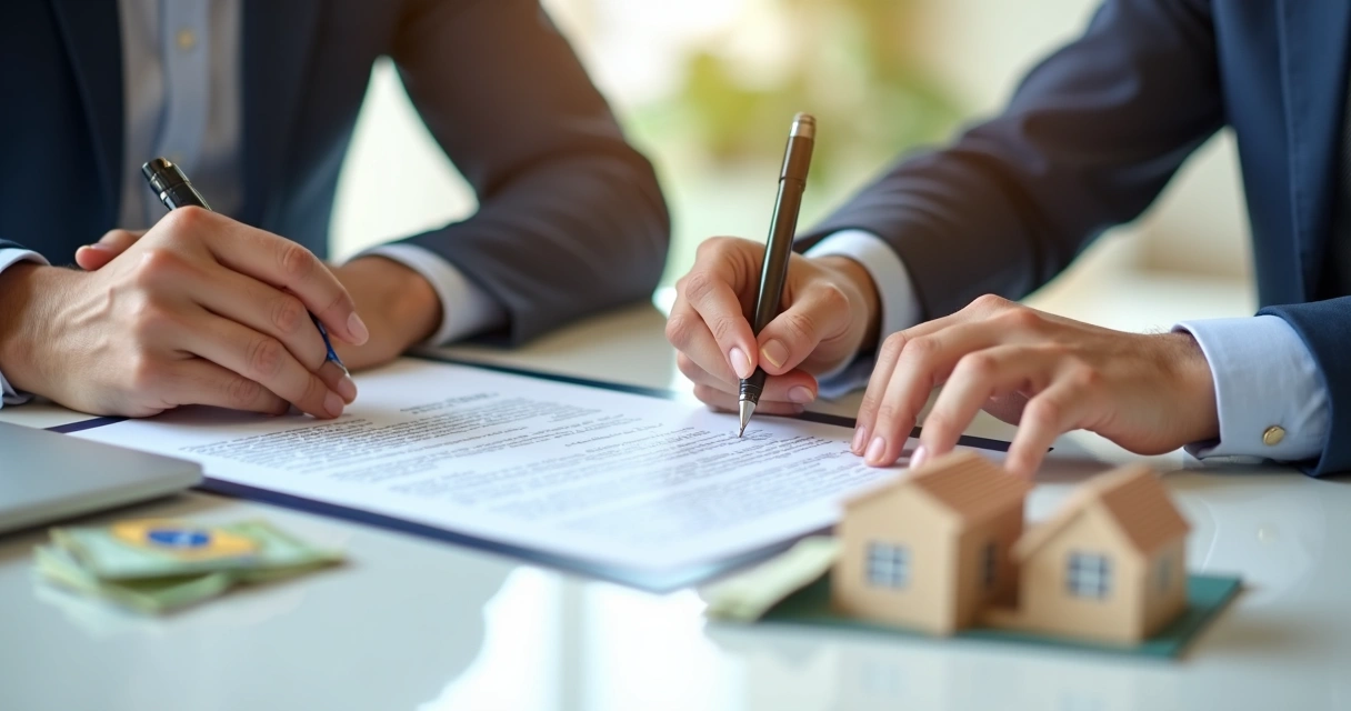 Pessoa assinando contrato particular de imóvel 