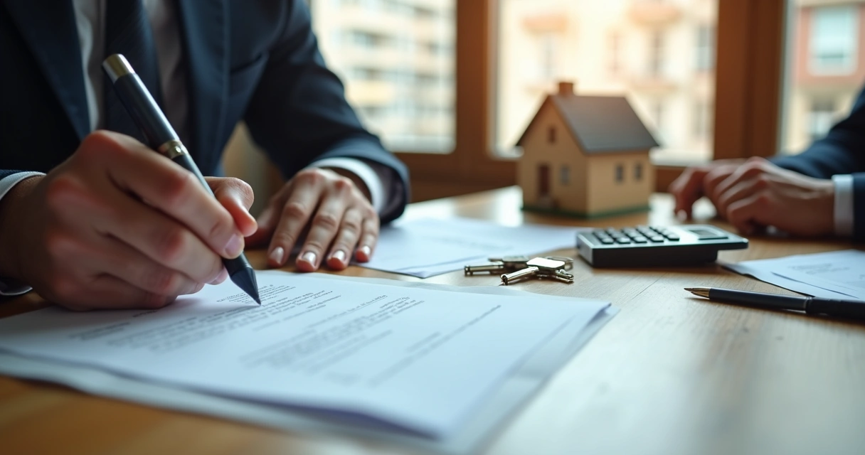 Pessoa assinando contrato de compra e venda de imóvel 