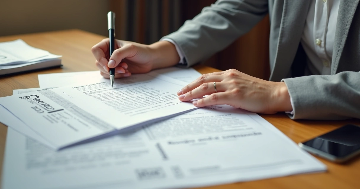Pessoa assinando contrato de aluguel com documentos ao lado 