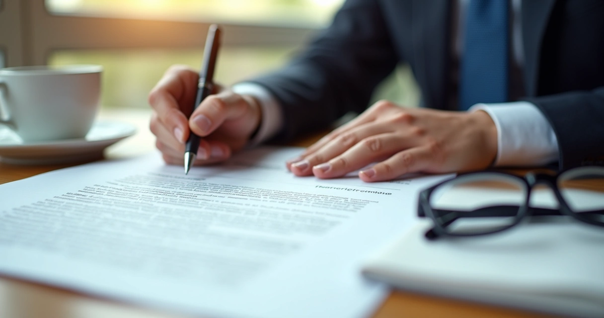 Empresário revisando contrato para assinatura 