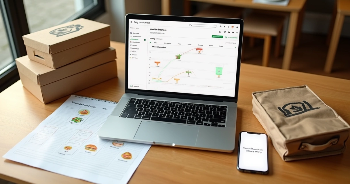 Calendário com refeições entregues simbolizando assinaturas mensais de delivery 