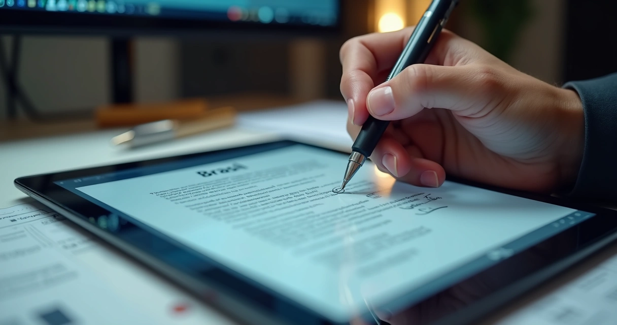 Assinatura digital em documento escrito Brasil. 