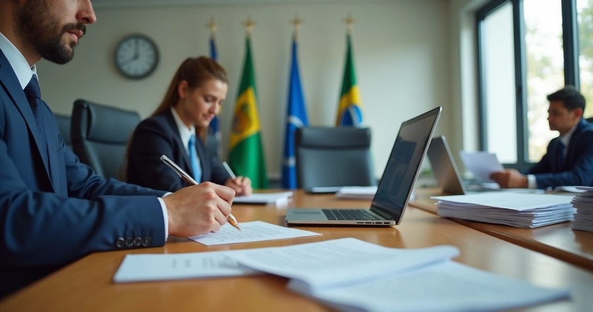 Vereador assinando documento digital em gabinete da câmara 