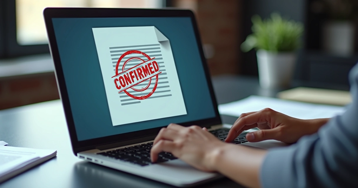 Pessoa usando certificado digital em notebook com tela mostrando confirmação de carimbo do tempo
