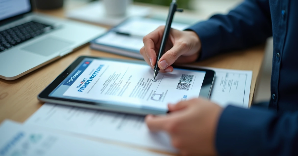 Colaborador assinando digitalmente um certificado em plataforma online de treinamento 