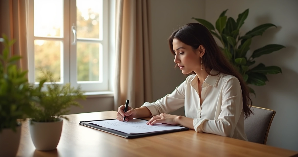 Pessoa assinando contrato digital imobiliário em tablet com caneta touch 