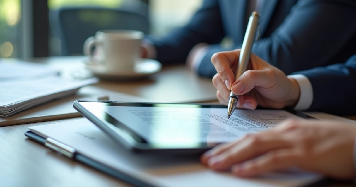 Assinatura digital de contrato em tablet 