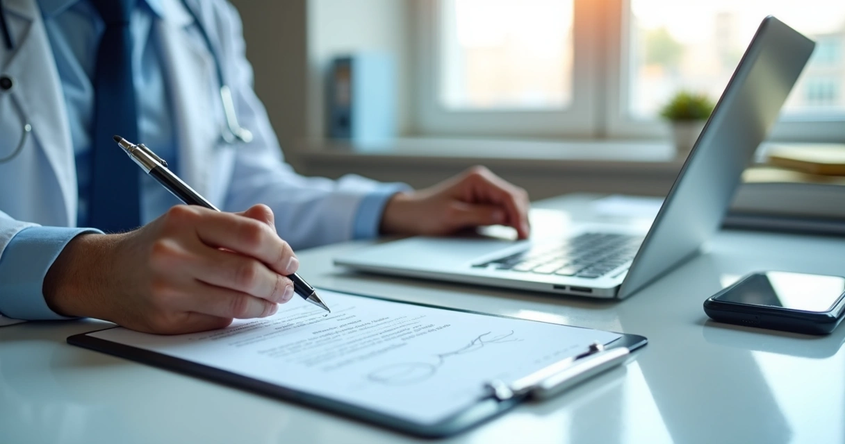 Assinatura digital em contrato com notebook e documentos 