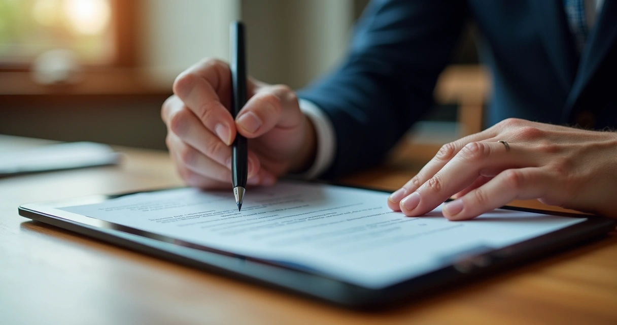 Assinatura eletrônica de contrato de aluguel em tablet 
