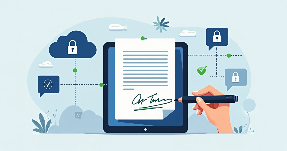 Representação gráfica de documento sendo assinado digitalmente 