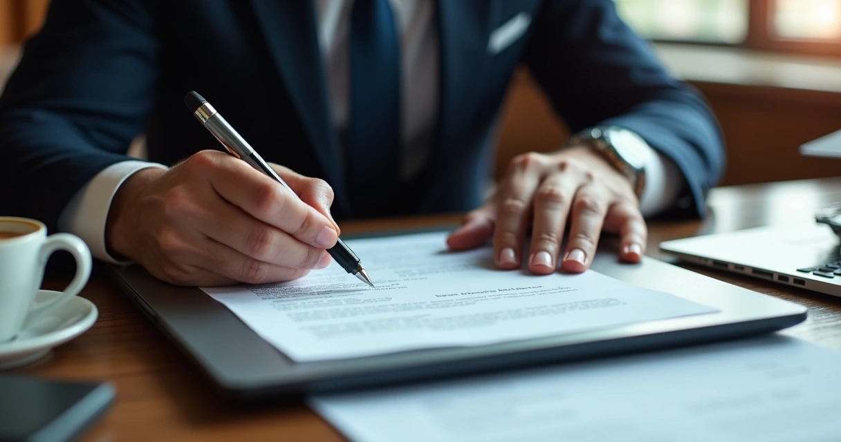 Cuidados práticos na regulamentação de contratos digitais nos EUA 1 Pessoa assinando contrato digital em notebook, tela mostra formulário de assinatura online