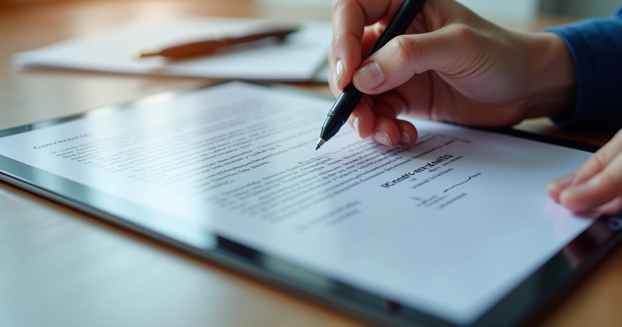 Assinatura eletrônica em tablet para contrato imobiliário 