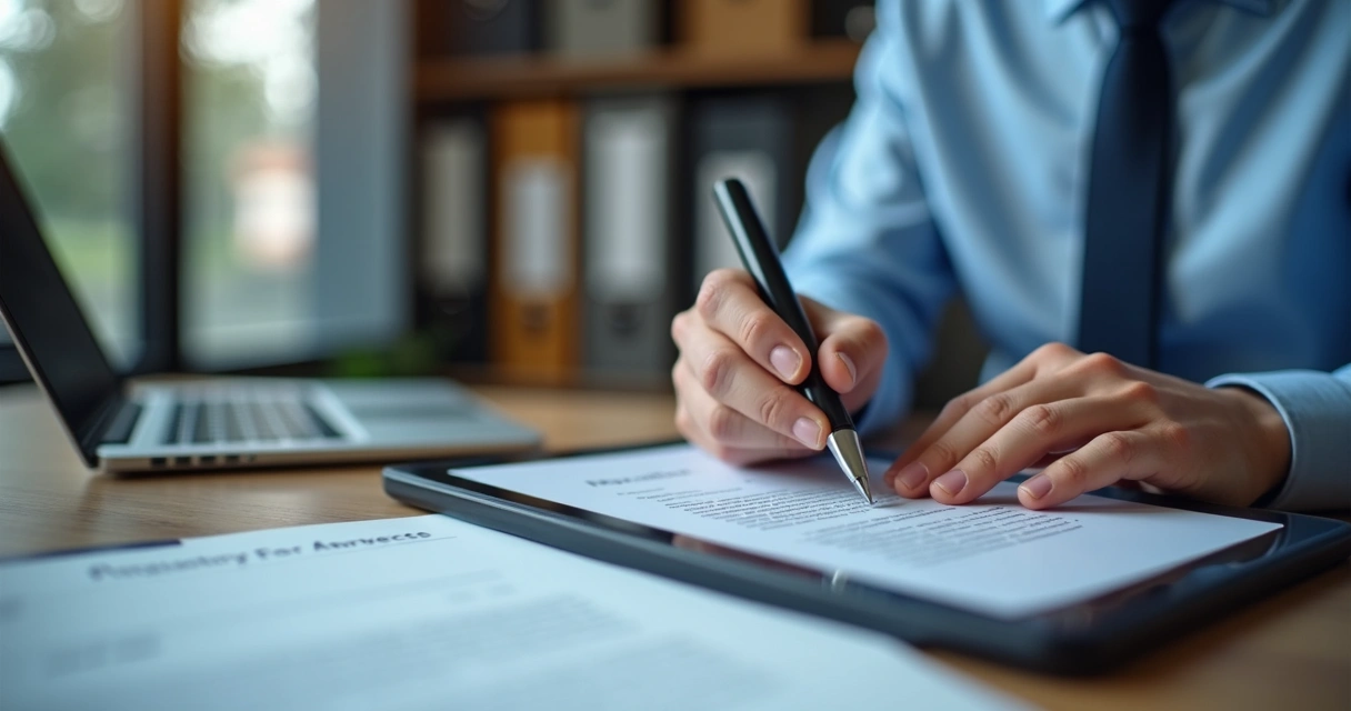 Pessoa assinando digitalmente um contrato de locação em tablet 