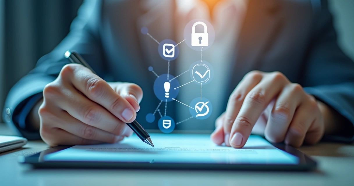 Assinatura digital de contrato sendo realizada em tablet 