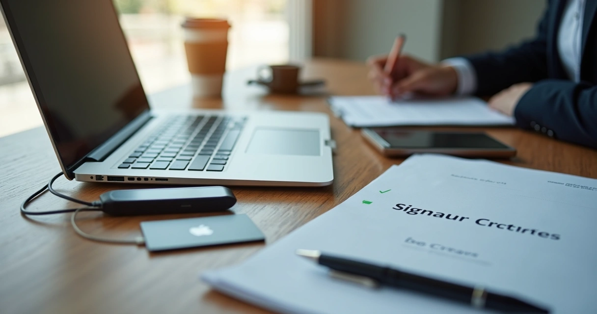 Gestor assinando documento digital com token USB 