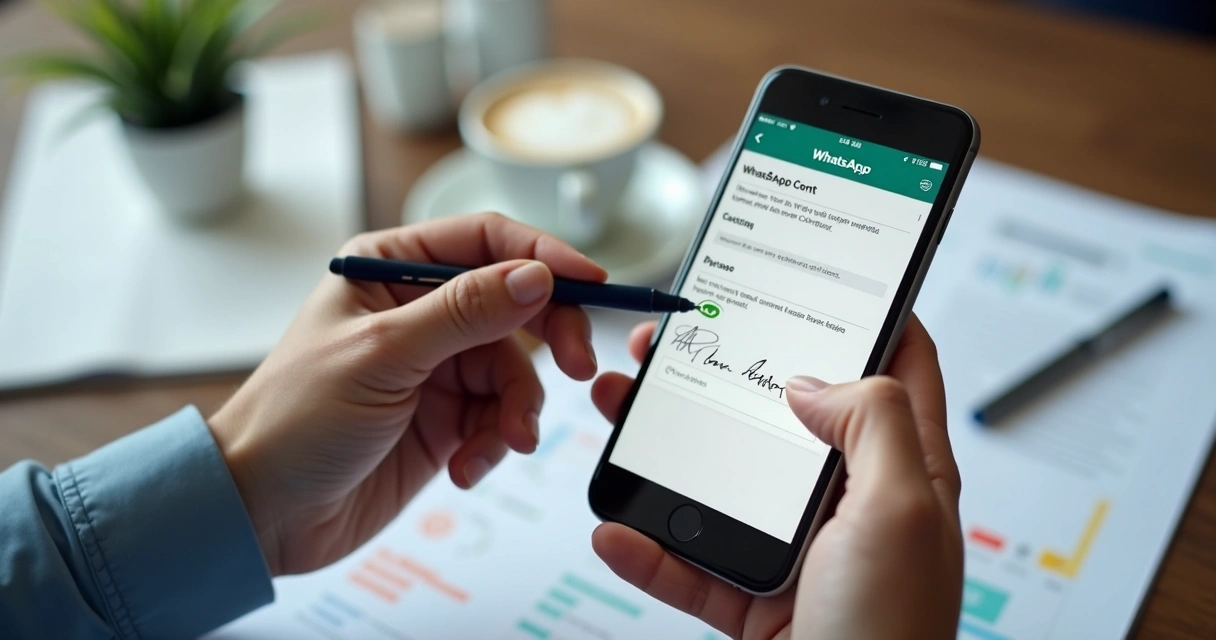 Pessoa assinando contrato digital no WhatsApp 