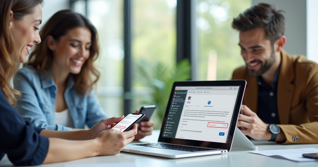 Grupo de profissionais assinando digitalmente documento pelo WhatsApp 