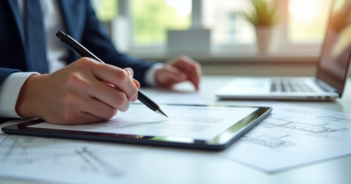 Assinatura digital de ART por engenheiro em tablet 