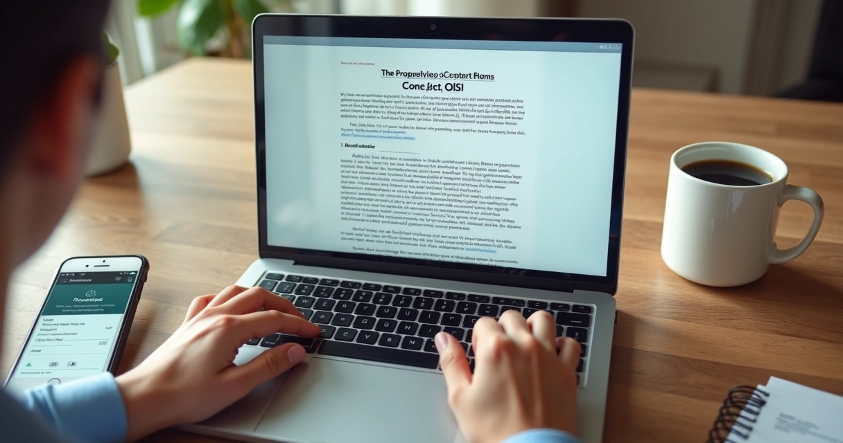 Pessoa assinando contrato de aluguel digital no notebook 