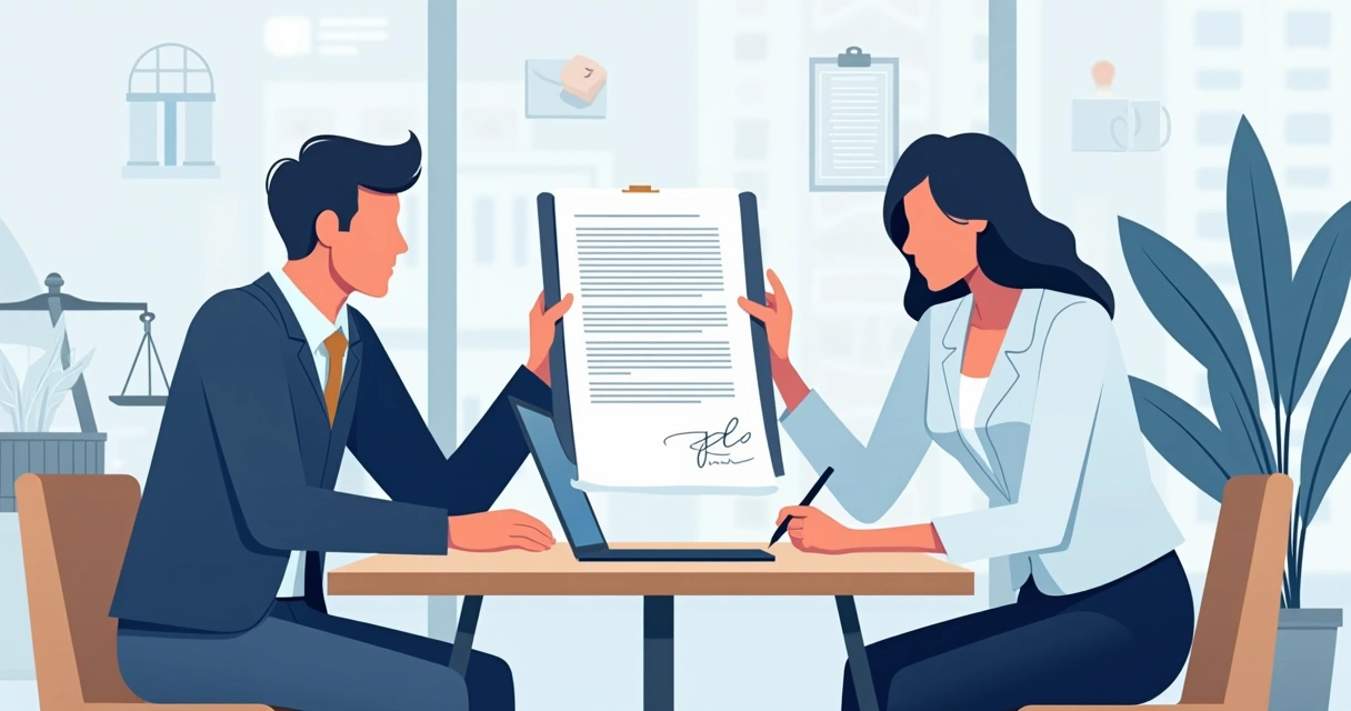 Cliente assinando contrato digital com arquiteto em notebook 