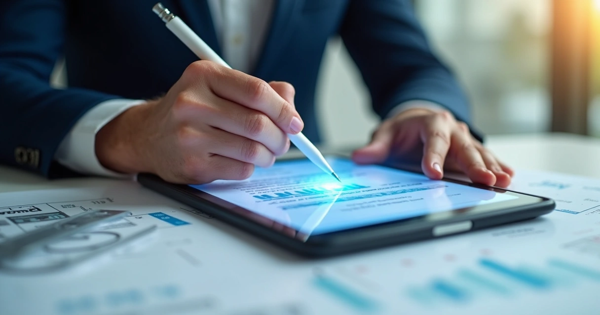 Pessoa usando assinatura eletrônica em contrato imobiliário digital 