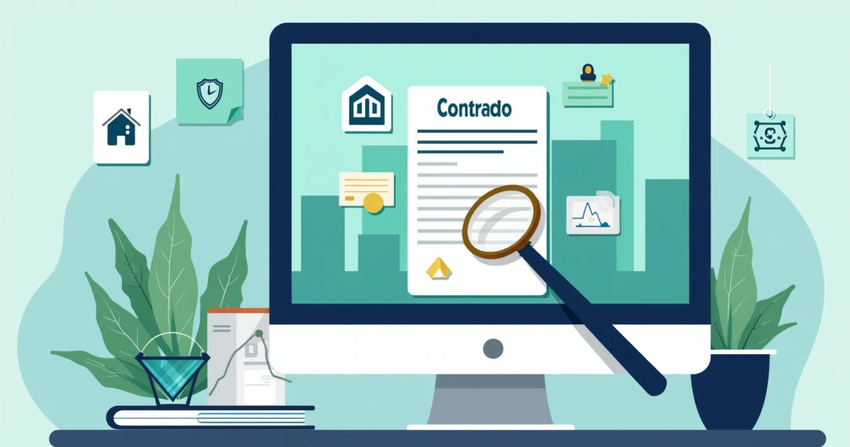 Tela de computador mostrando detalhes de assinatura eletrônica em contrato imobiliário 