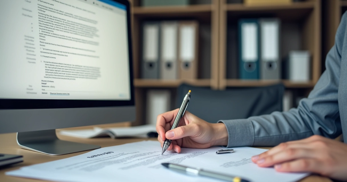 Pessoa assinando digitalmente um documento eletrônico em um escritório moderno 