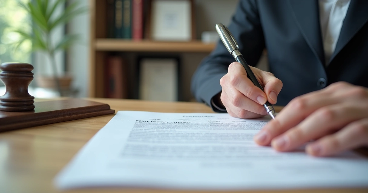 Pessoa assinando escritura de imóvel em cartório