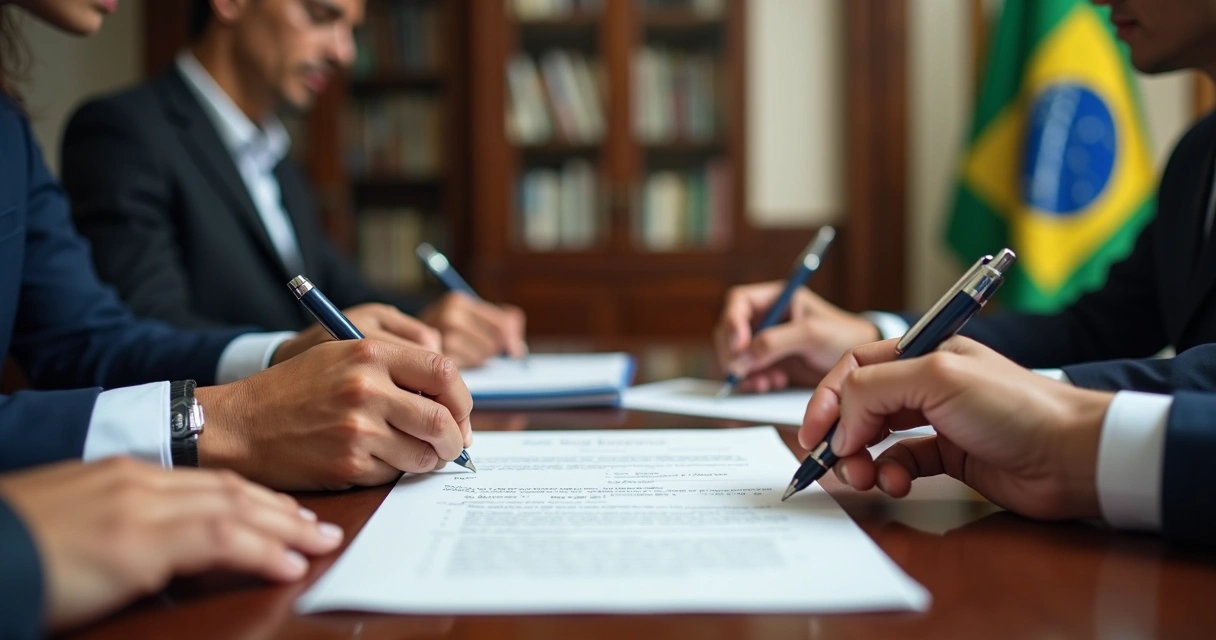 Assinaturas em uma escritura de imóvel no cartório 