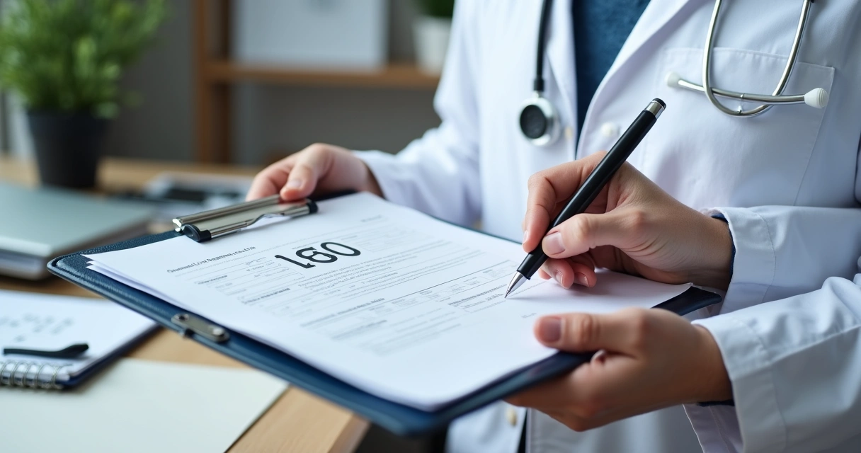 Médico assinando atestado de saúde ocupacional 