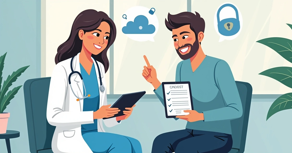 Veterinário usando tablet para assinar termo de consentimento digital 
