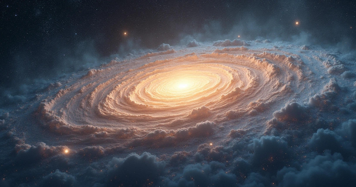 Representação artística de possíveis marcas de universos anteriores no fundo cósmico 