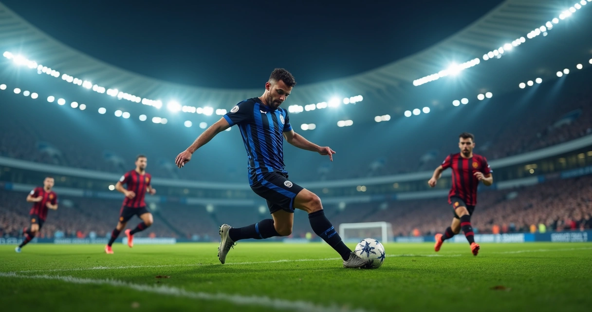 Meia dando passe para gol em partida de futebol profissional 