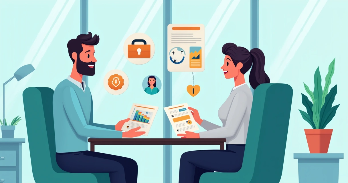 Profissional recebendo suporte de consultor de seguro de vida 