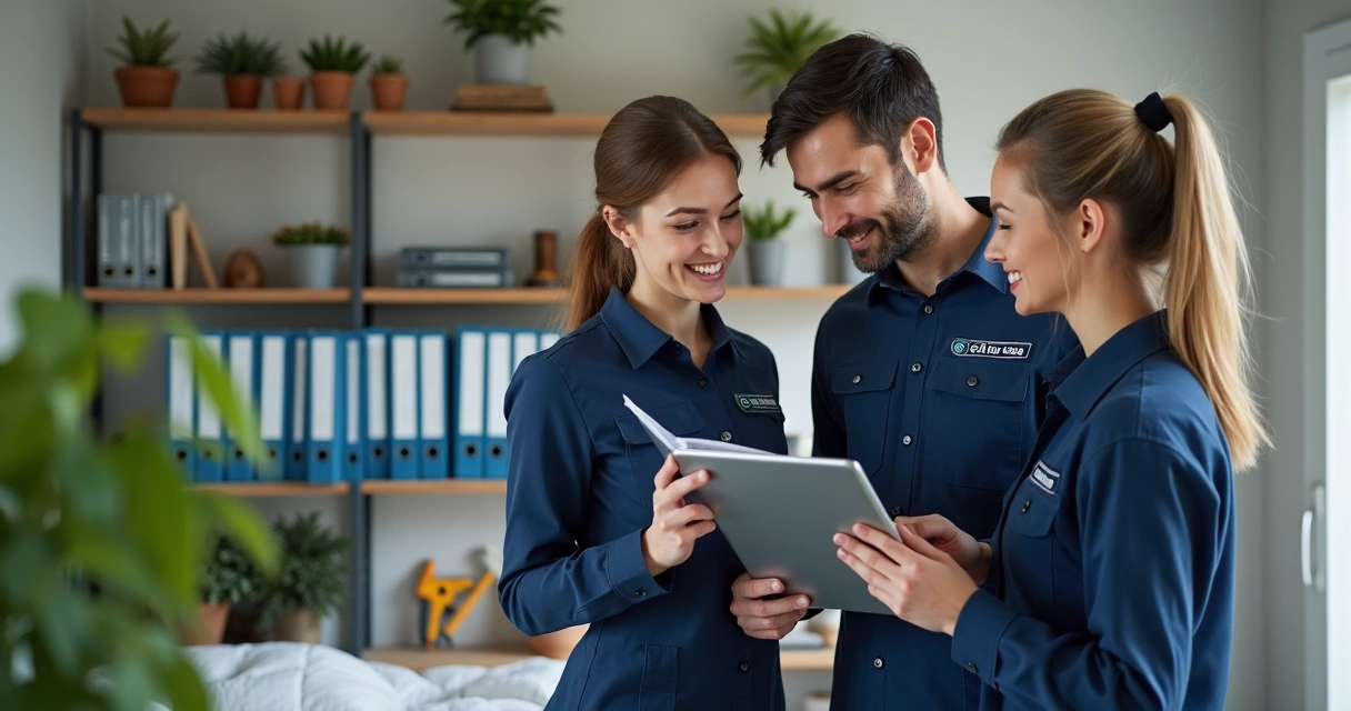 Equipe atendendo solicitação de assistência técnica em uma obra residencial 