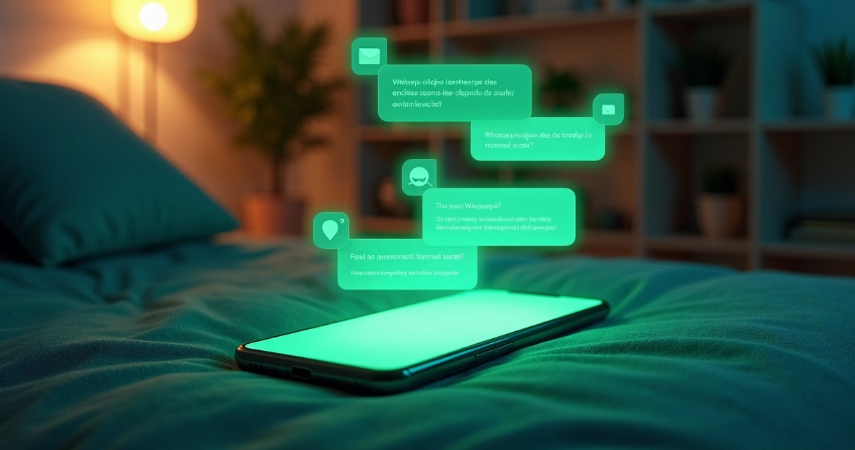 Assistente virtual em smartphone respondendo dúvidas frequentes de grupo 